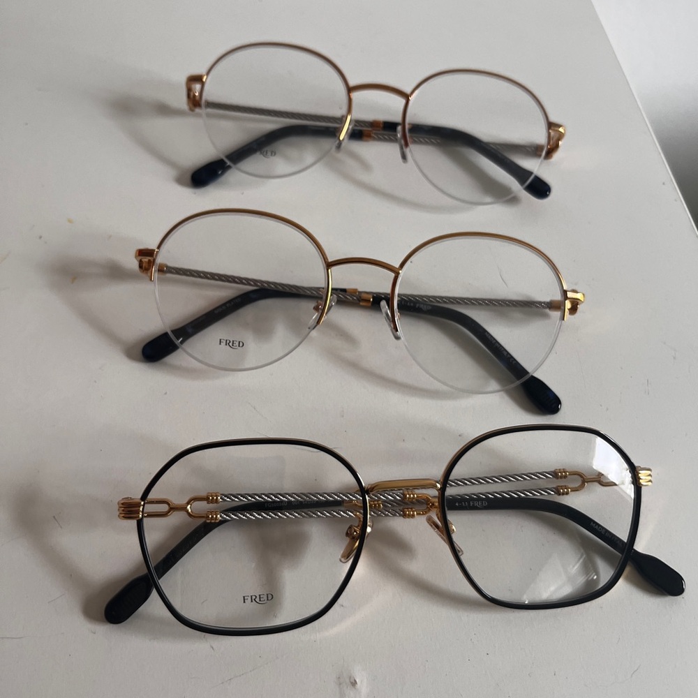 Fred Elegant Gold and Black Glasses Trio